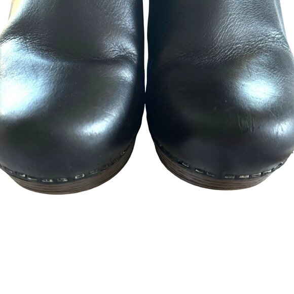 Dansko Dabney Black Nubuck Leather Platform Boots Booties Clogs Side Zip Size 39 - Picture 5 of 13